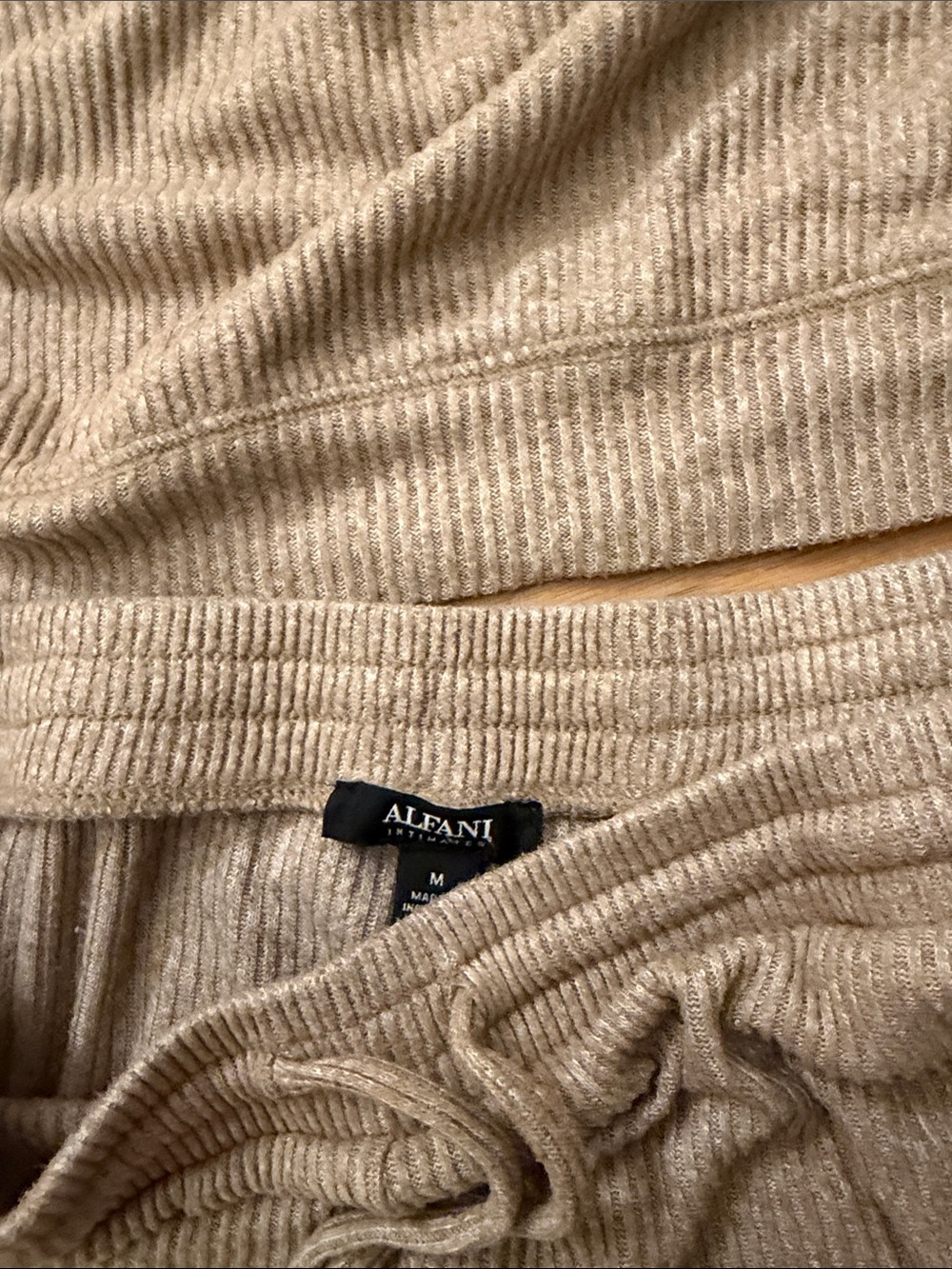 Alfani Beige Ribbed Two-Piece Lounge Set - Picture 5 of 5